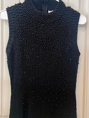 Bellini Black Beaded Sleeveless Knit Top